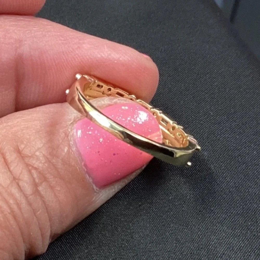 Eternity Band Ring Baguette Round Cut Gold Tone Statement Ring - Picture 7 of 8